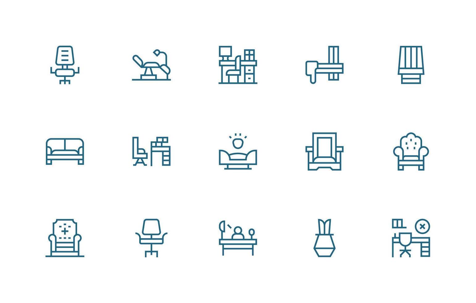 15 Regular Line Vectors for Chair Theme Flexible Icon System for Web Interfaces