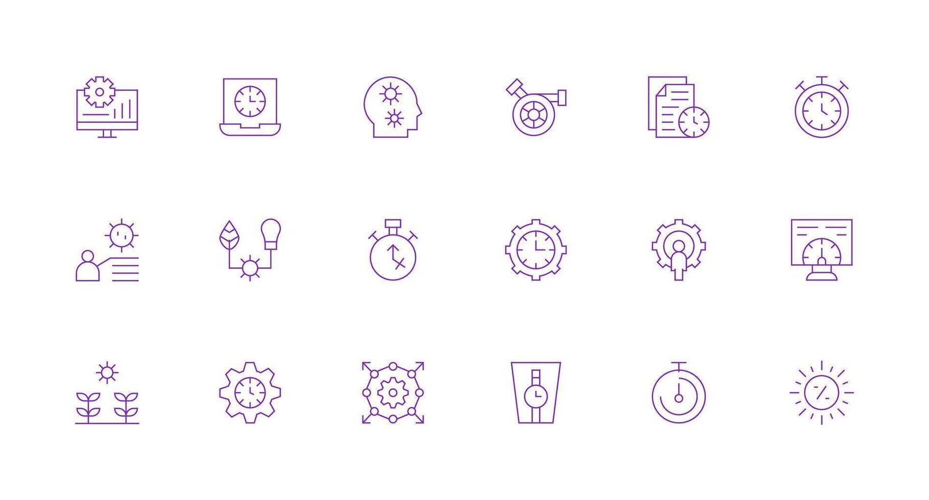 Minimal Line Style Efficiency Icons with 18 Vectors Clean Set for Layout Prototypes