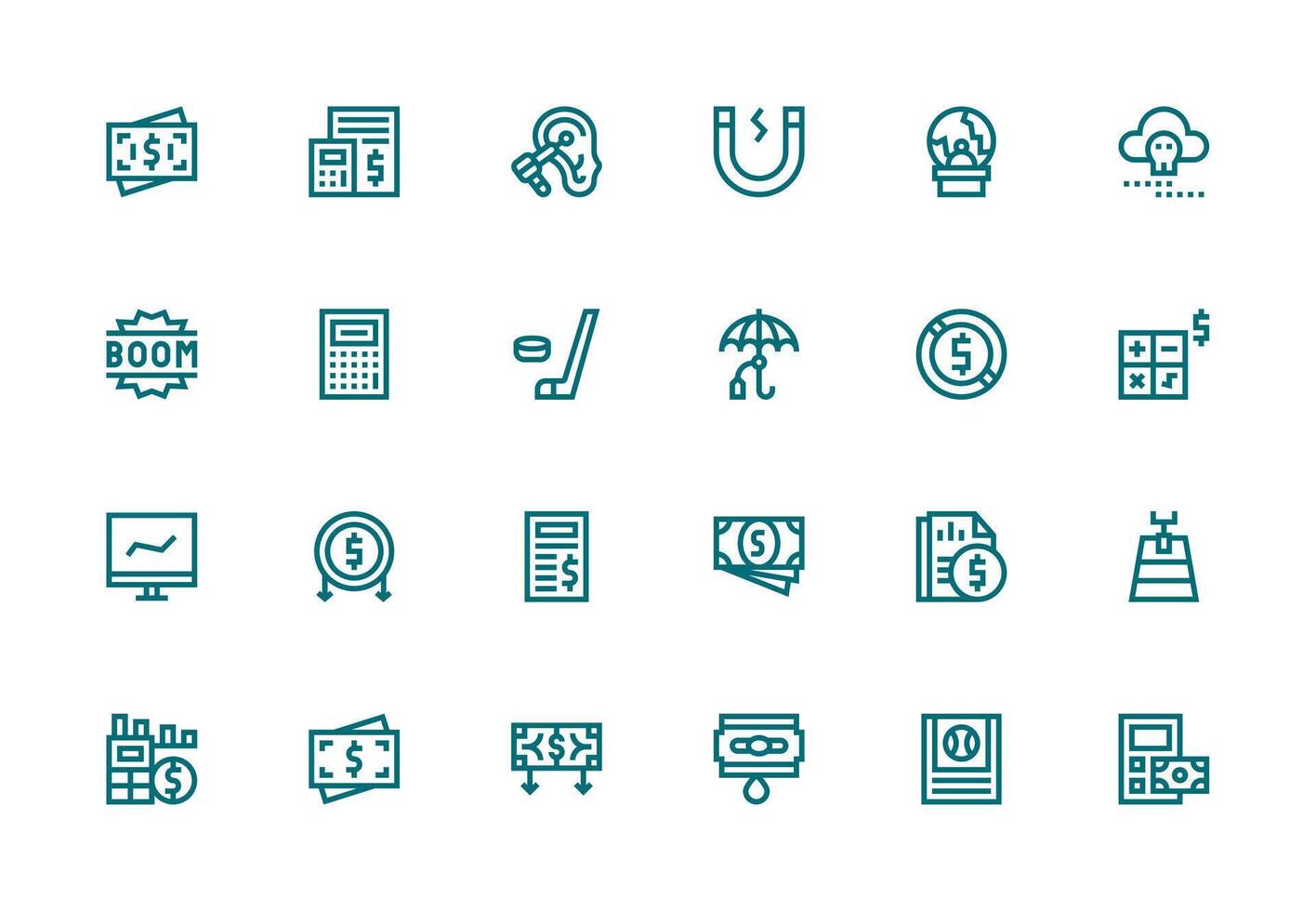 Loss featuring 24 Icons in Thick Line Line Design Icon Set for Web vector