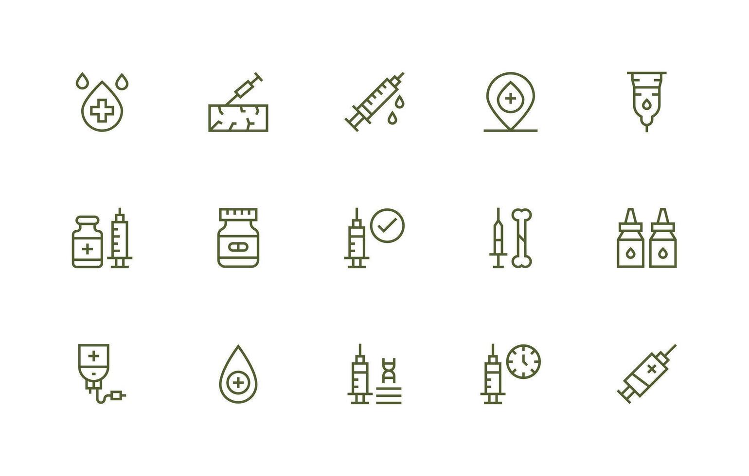 15 Regular Line Style Icons from Injection Collection Layout Icon Collection vector