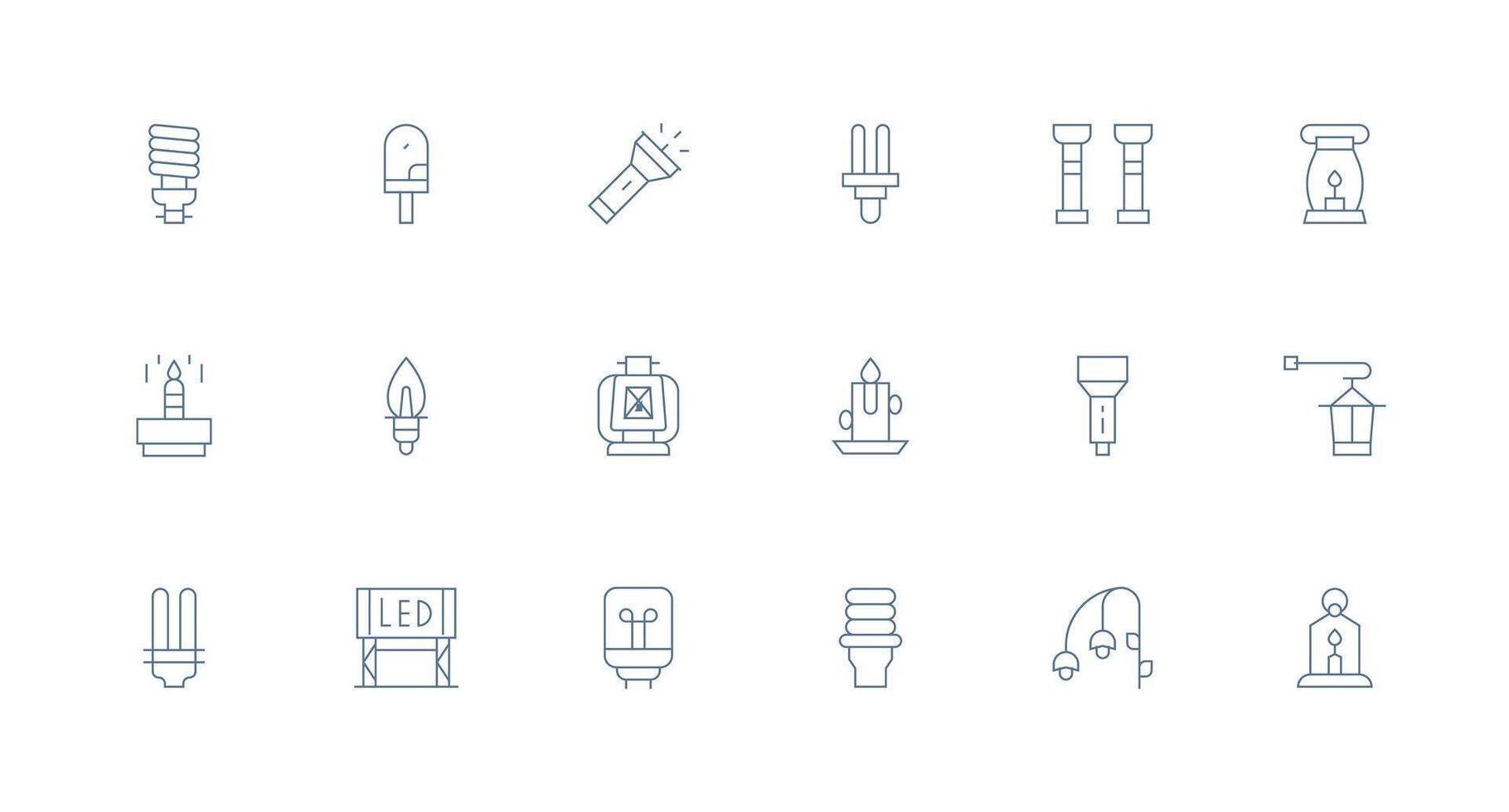 18 Minimal Line Icons for Light Source Graphics Web Icon Collection vector