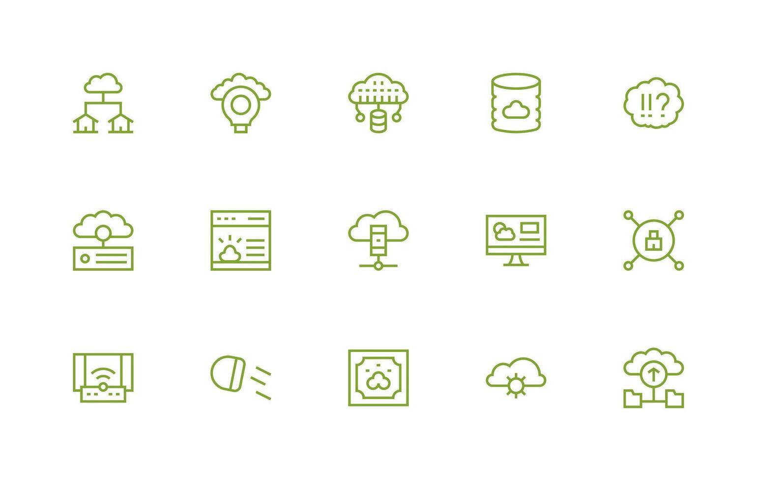 15 regular línea estilo íconos desde nube informática colección inteligente icono colección vector
