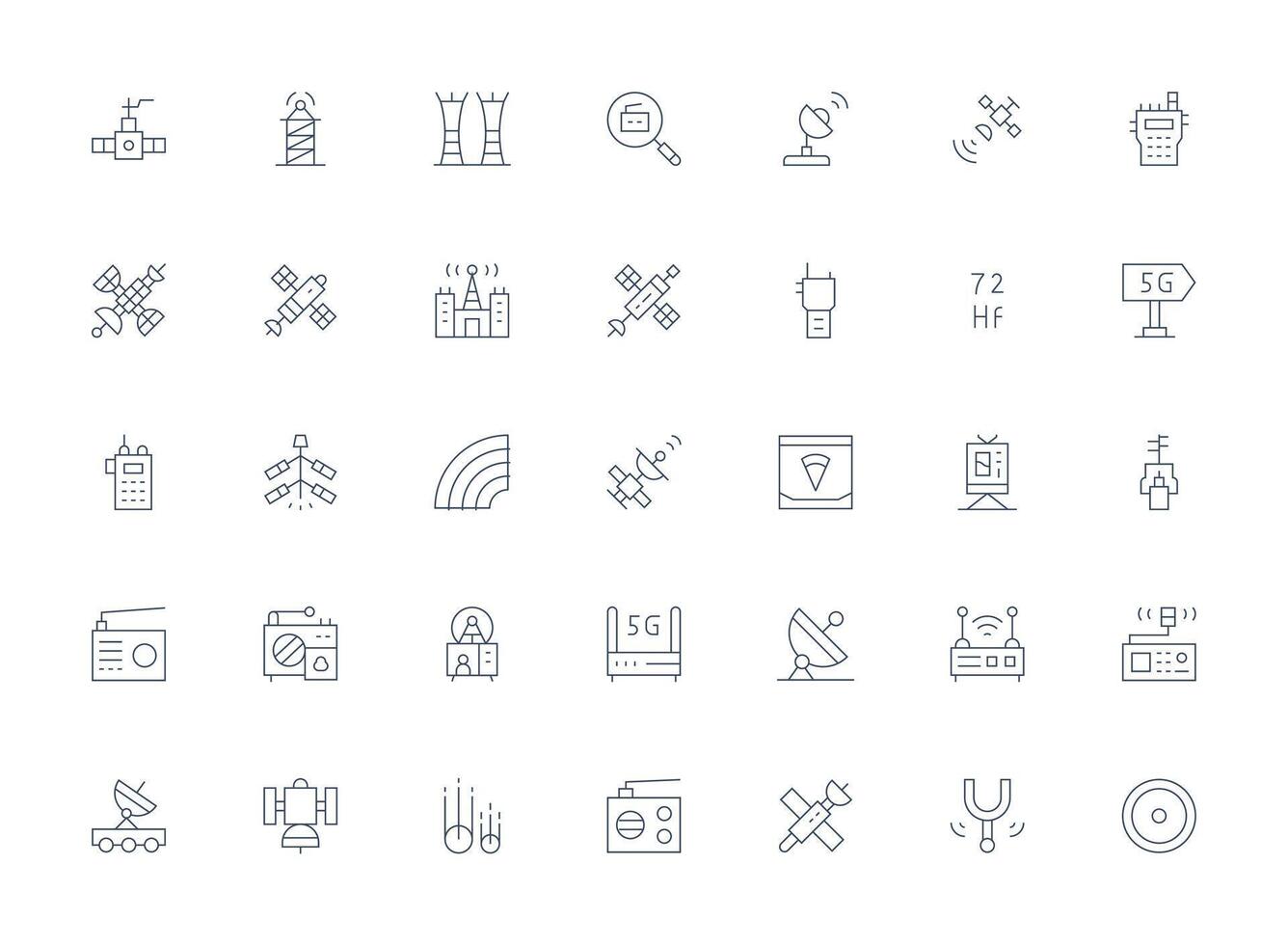 Light Line Style Antenna Icons with 35 Vectors Scalable Icons for Cross-Platform Interfaces