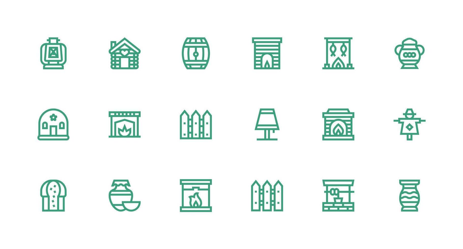 Strong Stroke Line Style Rustic Icons with 18 Vectors Detailed Icon Collection for Design Systems
