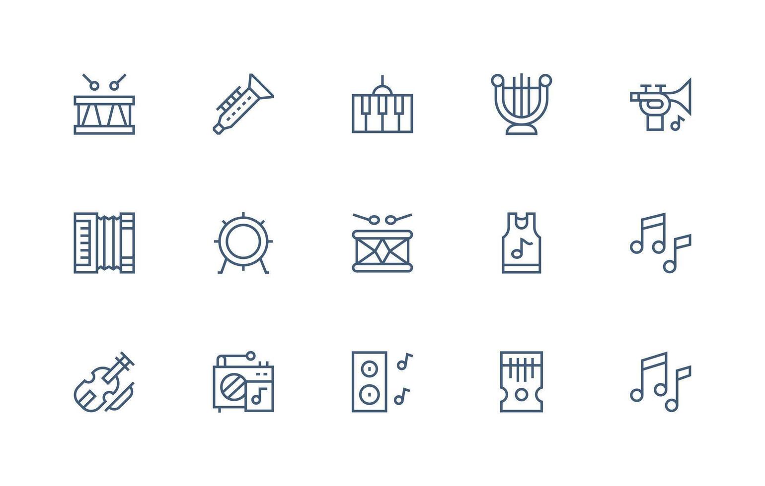 Melody Design Icons featuring 15 in Regular Line Style Web Icon Collection vector