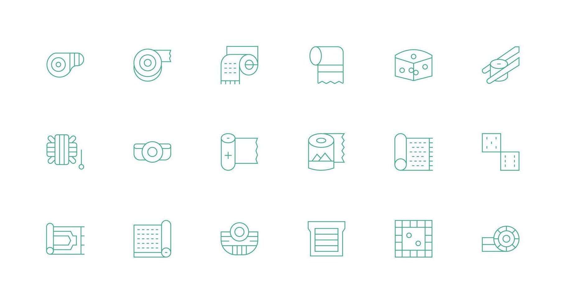 18 Minimal Line Style Icons from Roll Collection Full Icon Library for UI Designers vector