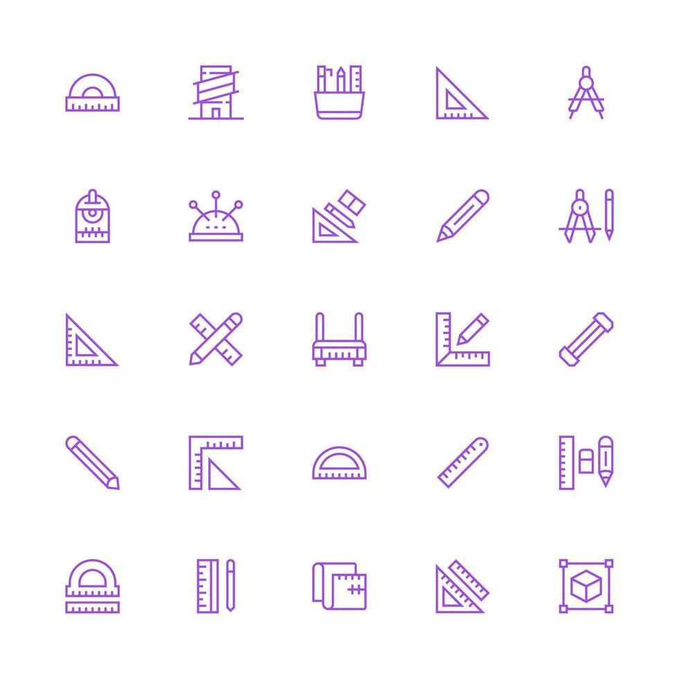 Drafting Design Icons featuring 25 in Medium Stroke Outline Style UI and UX Focused Icon Collection vector