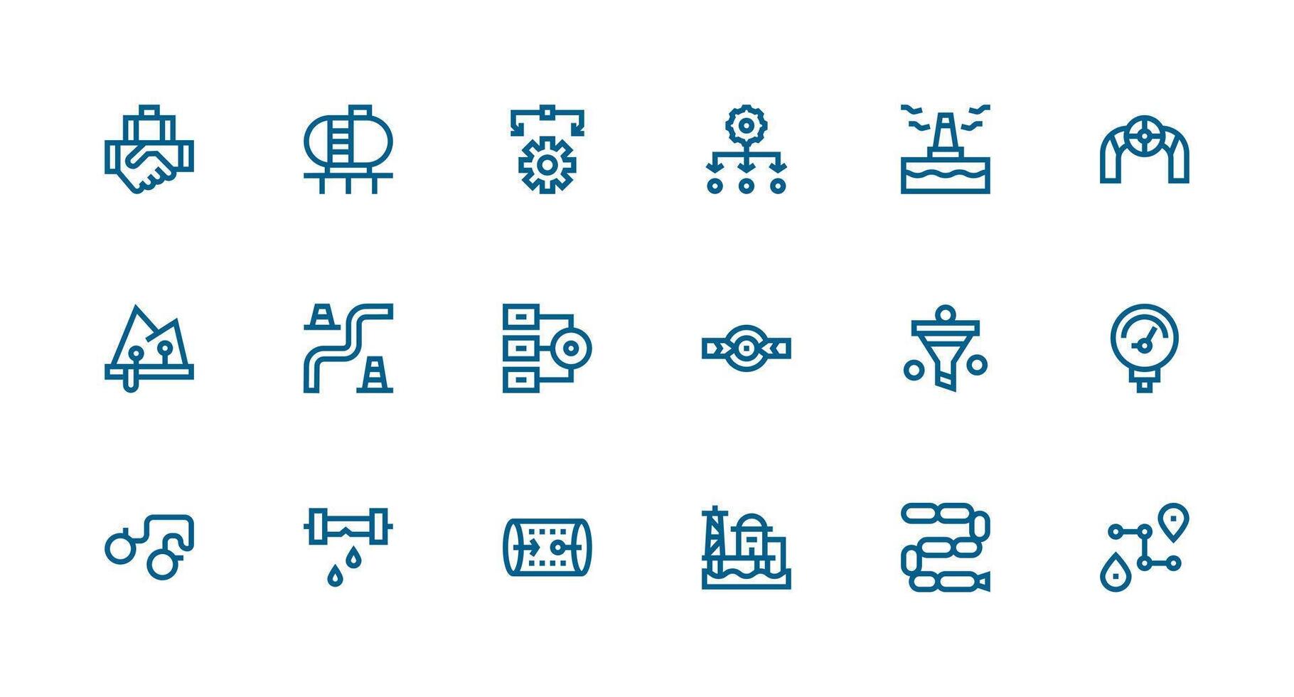 Pipeline featuring 18 Icons in Strong Stroke Line Design UI and UX Focused Icon Collection vector