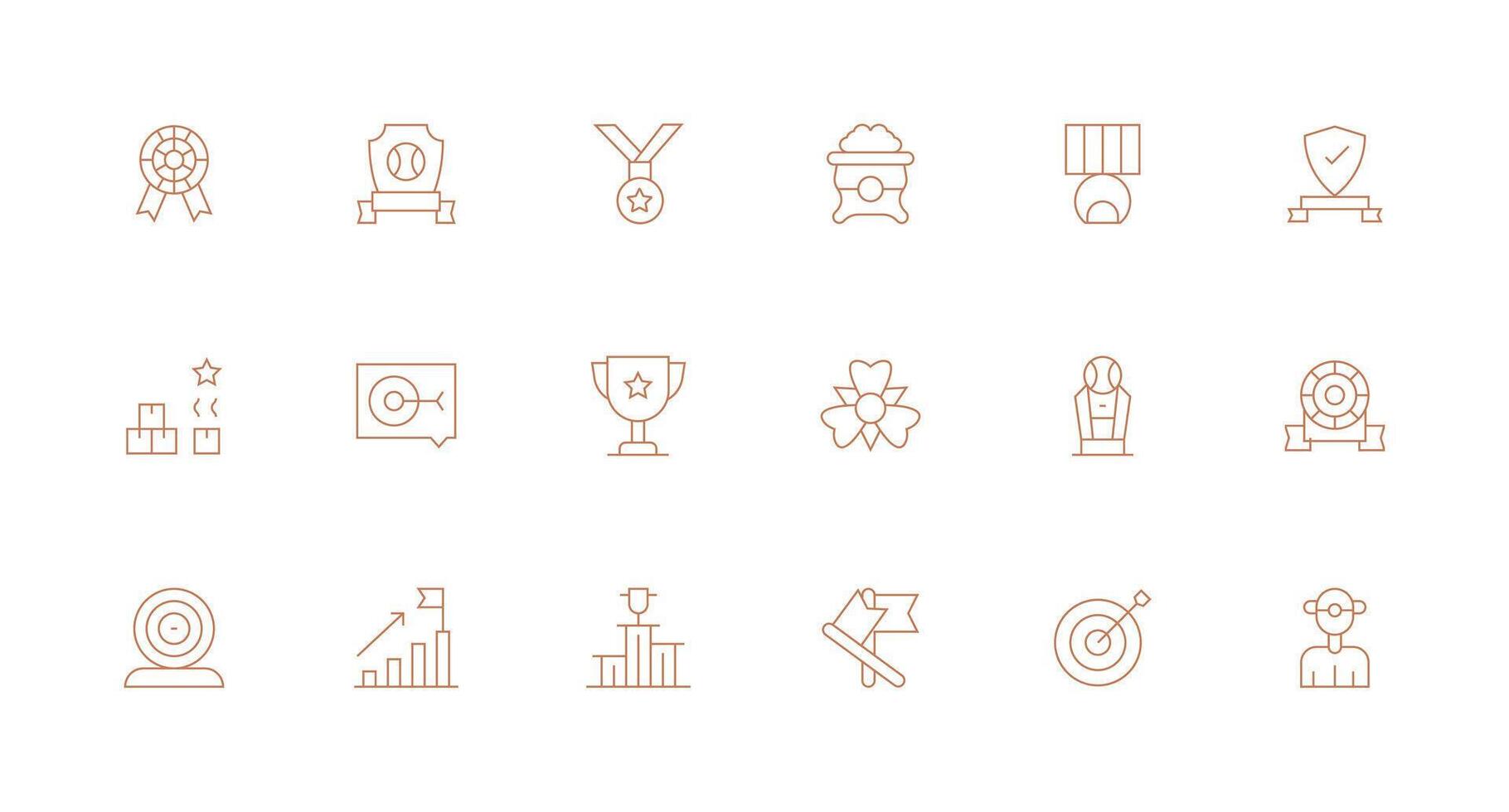 Achievement featuring 18 Icons in Minimal Line Design Well-Structured Icons for Creative Use vector
