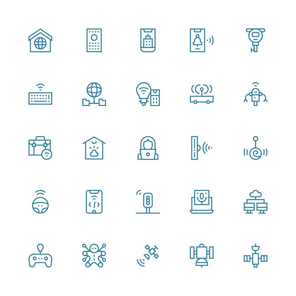 Remote Visual Pack containing 25 Medium Stroke Outline Icons Simple Icons for Interface and Wireframes vector