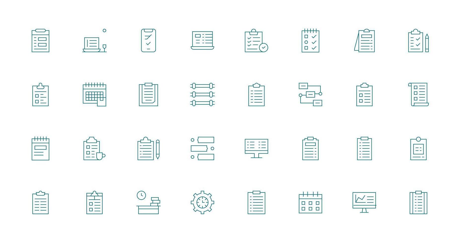32 Icons for Tasks in Thin Line Format Minimal Icon Pack vector