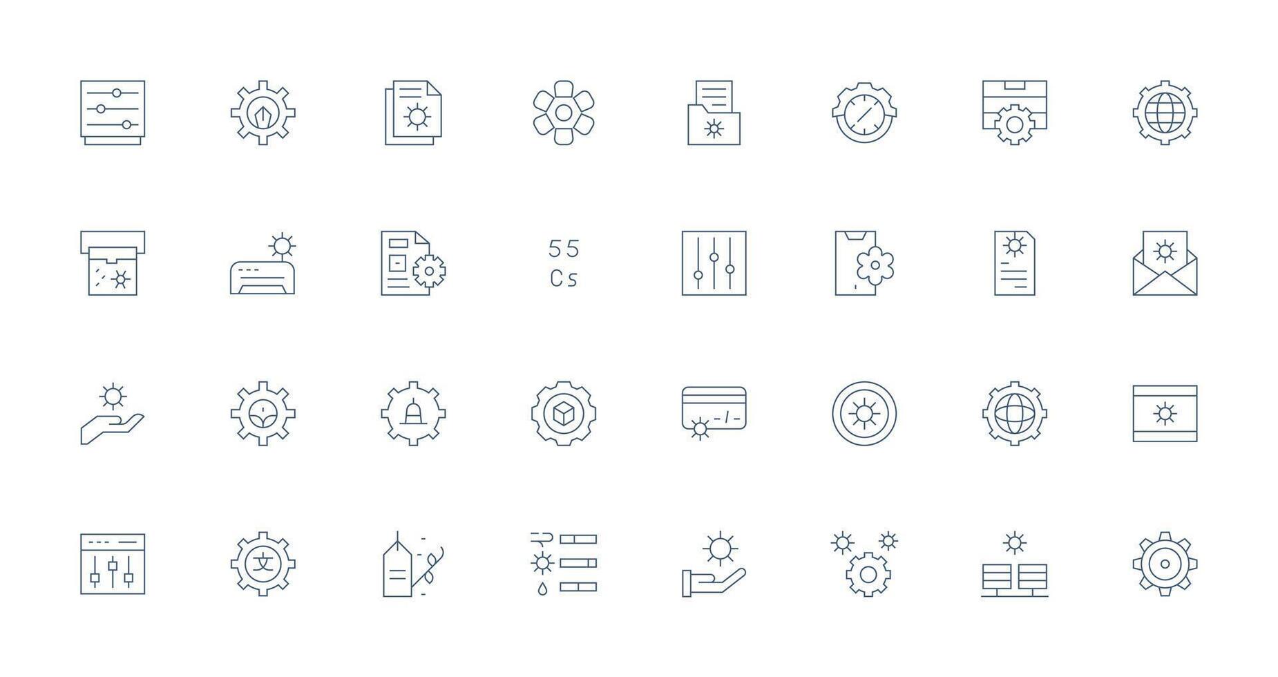 32 Delgado línea estilo íconos desde parámetros colección limpiar icono colección para web utilizar vector