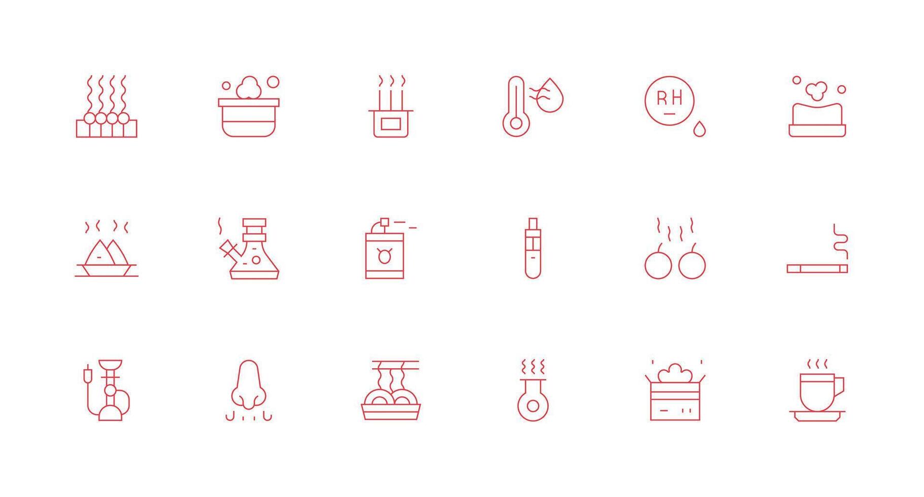 Vapor Icon Set with 18 Minimal Line Graphics Balanced Icon Set for Functional Design vector