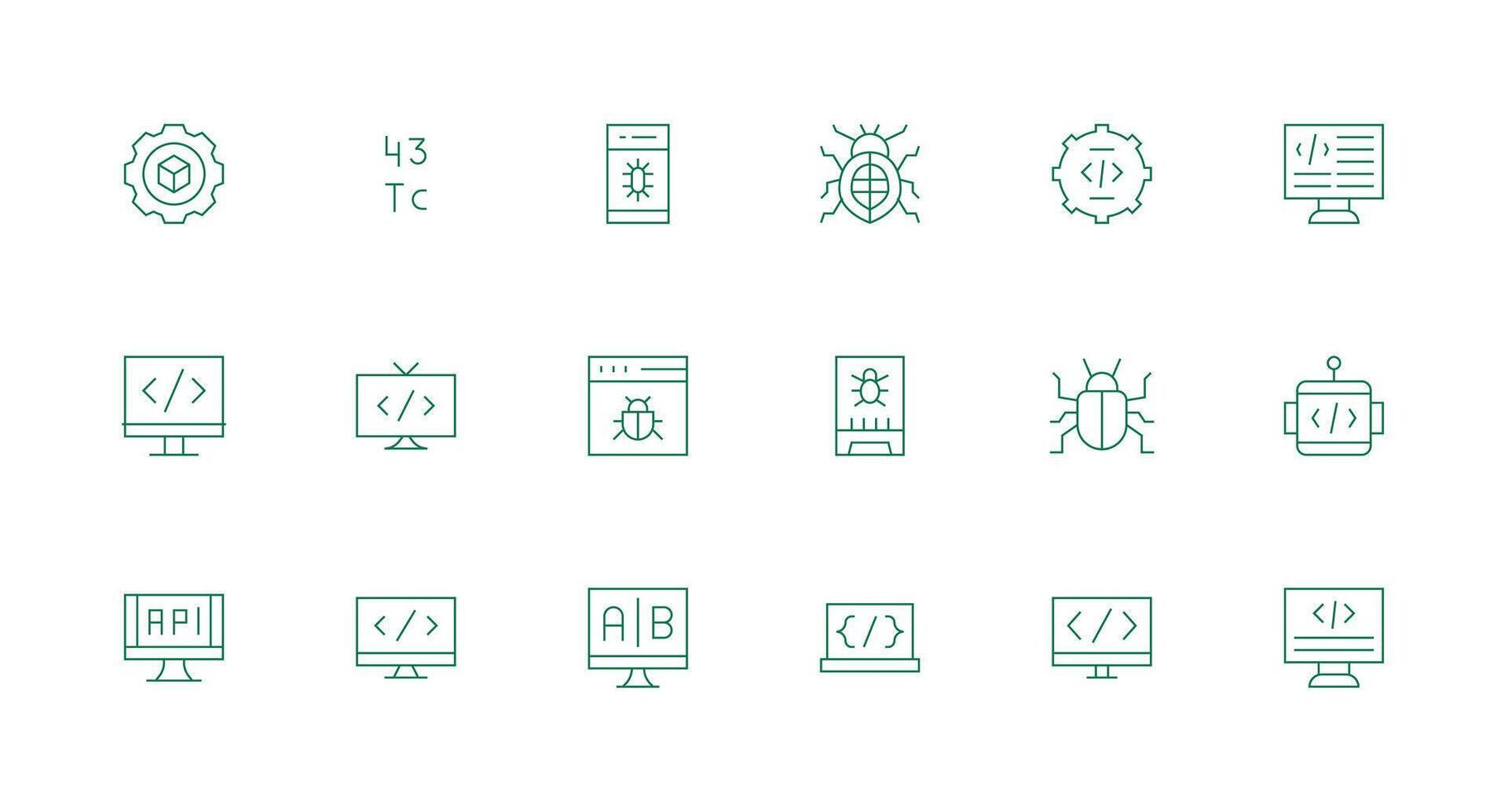 18 Minimal Line Designs for Programming Icons Minimal Icon Set for Interface Projects vector