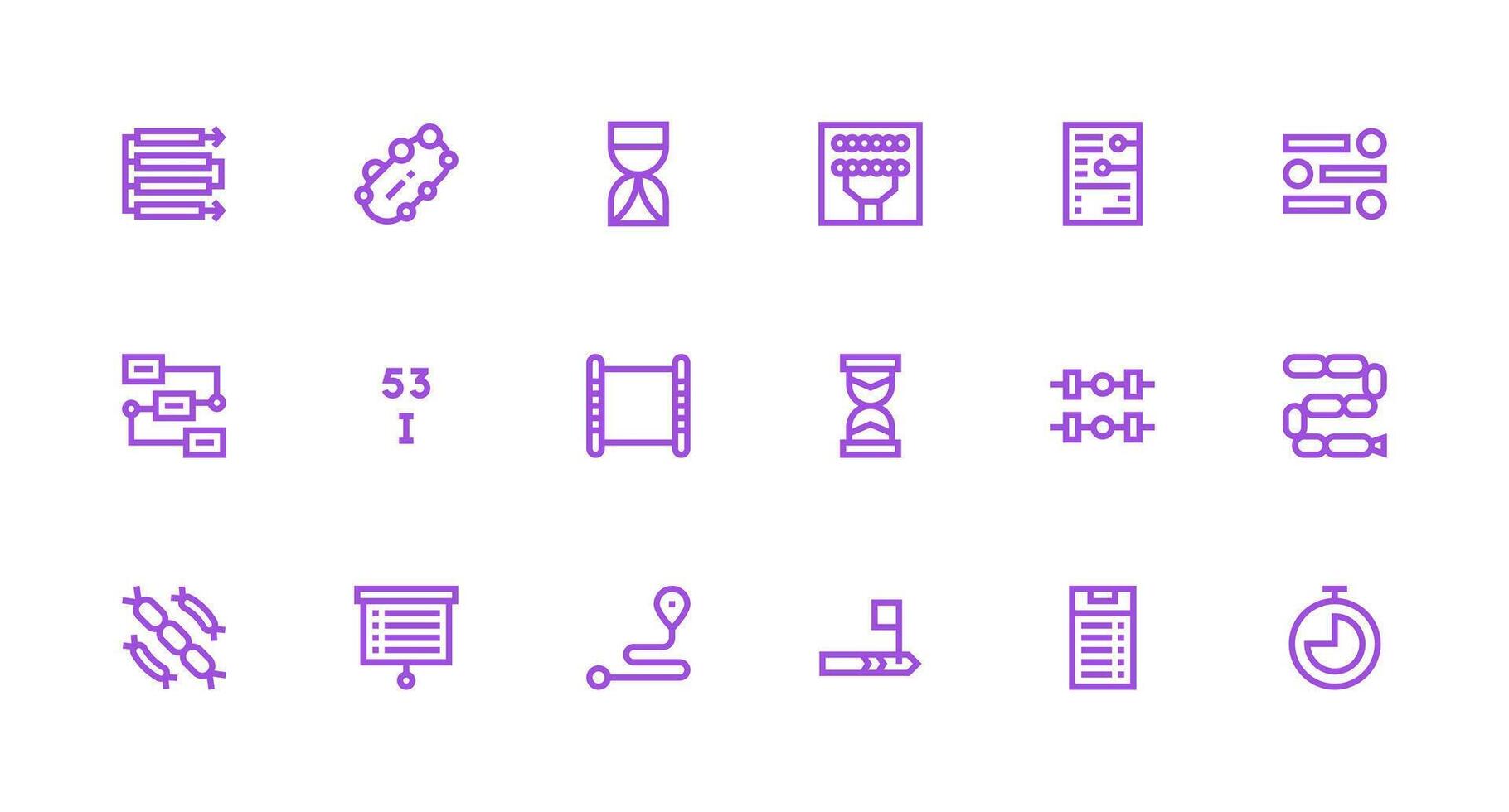18 Icons for Sequence in Strong Stroke Line Format Layout Icon Collection vector