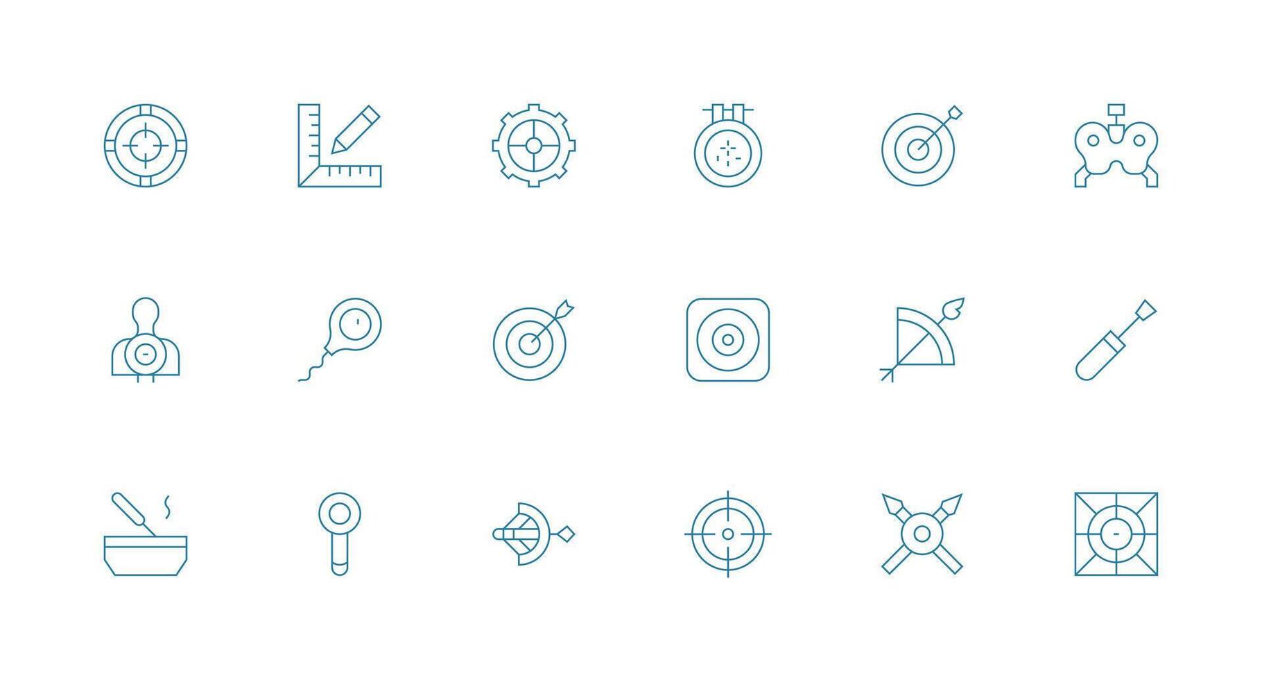18 Precision Icons in Minimal Line Aesthetic Minimal Icon Set for Interface Projects vector