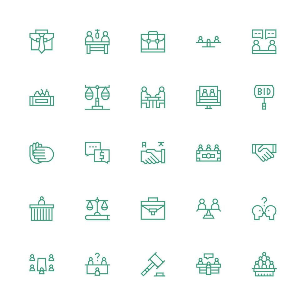 25 Medium Stroke Outline Vectors for Negotiation Theme Minimal Icon Set for Interface Projects