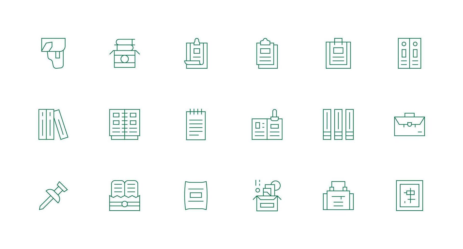 Binder Icon Set with 18 Minimal Line Graphics Icon Set vector