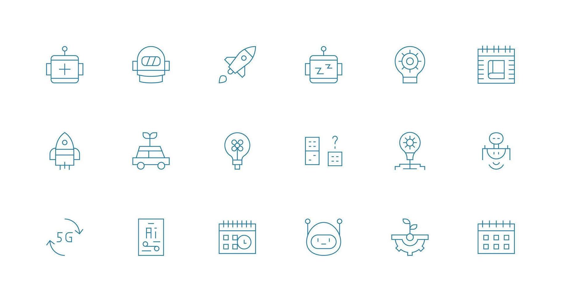 18 Minimal Line Style Icons from Future Collection Layout Icon Collection vector