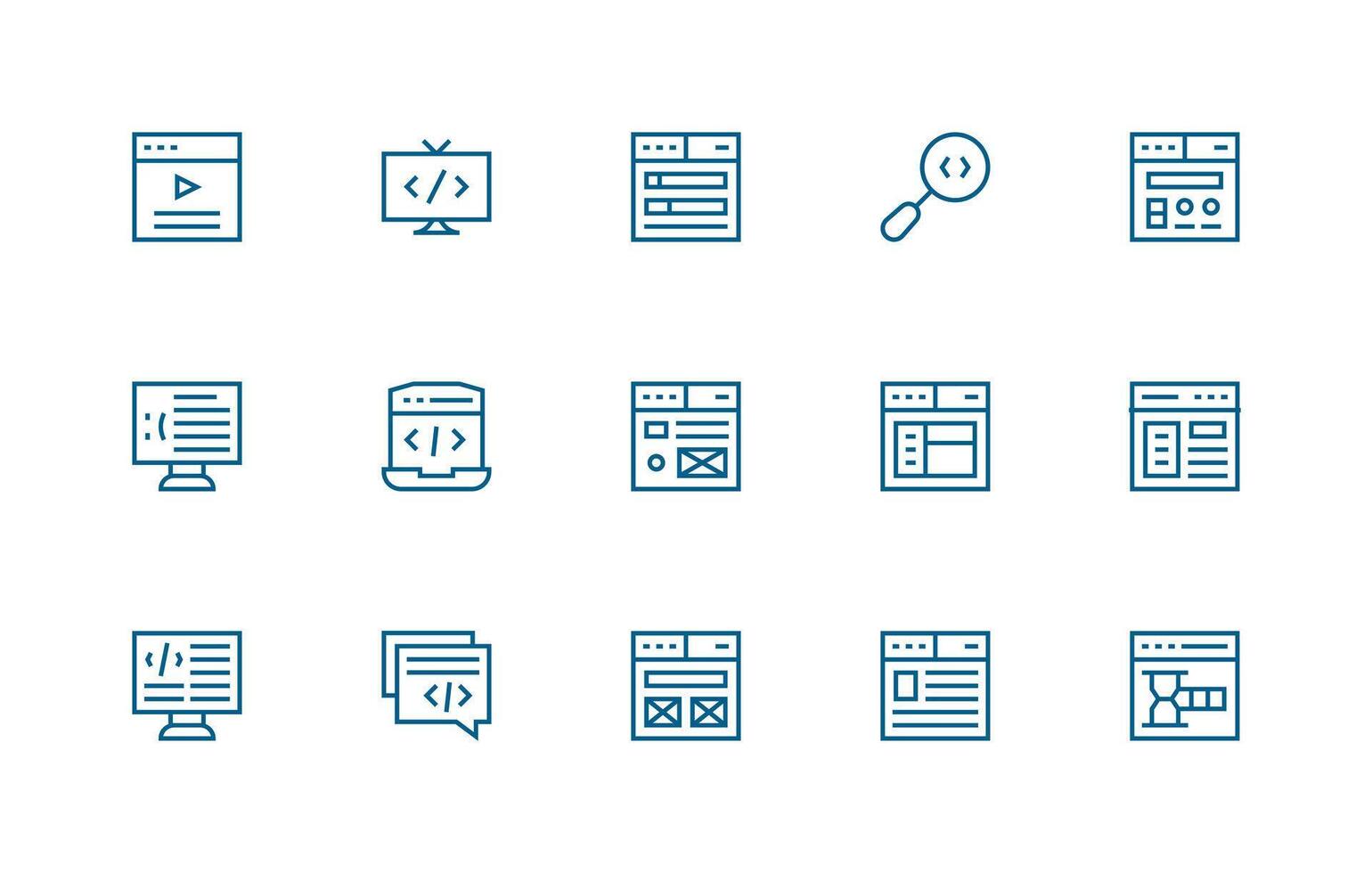 15 Regular Line Style Icons from Html Collection Essential Icon Collection vector