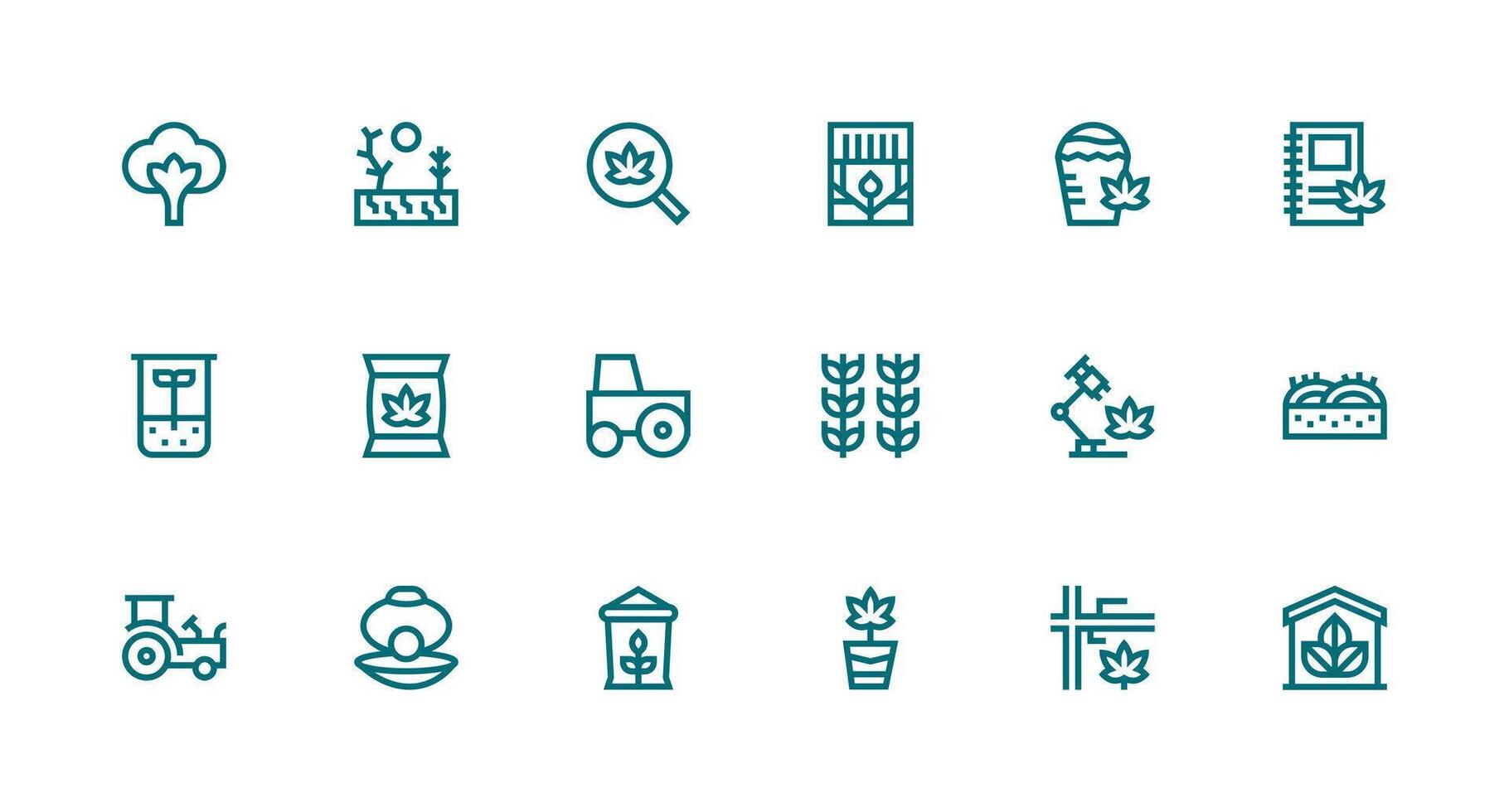 Cultivation Set with 18 Strong Stroke Line Icons Scalable Icons for Cross-Platform Interfaces vector