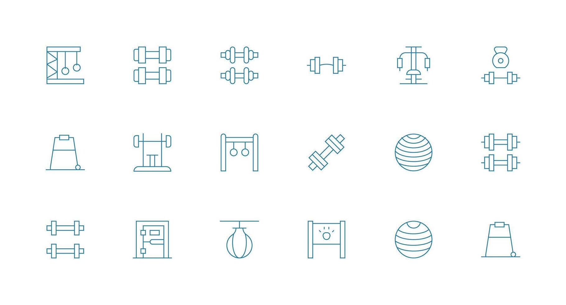 Strength Training featuring 18 Icons in Minimal Line Design User Interface Icons for Digital Products vector