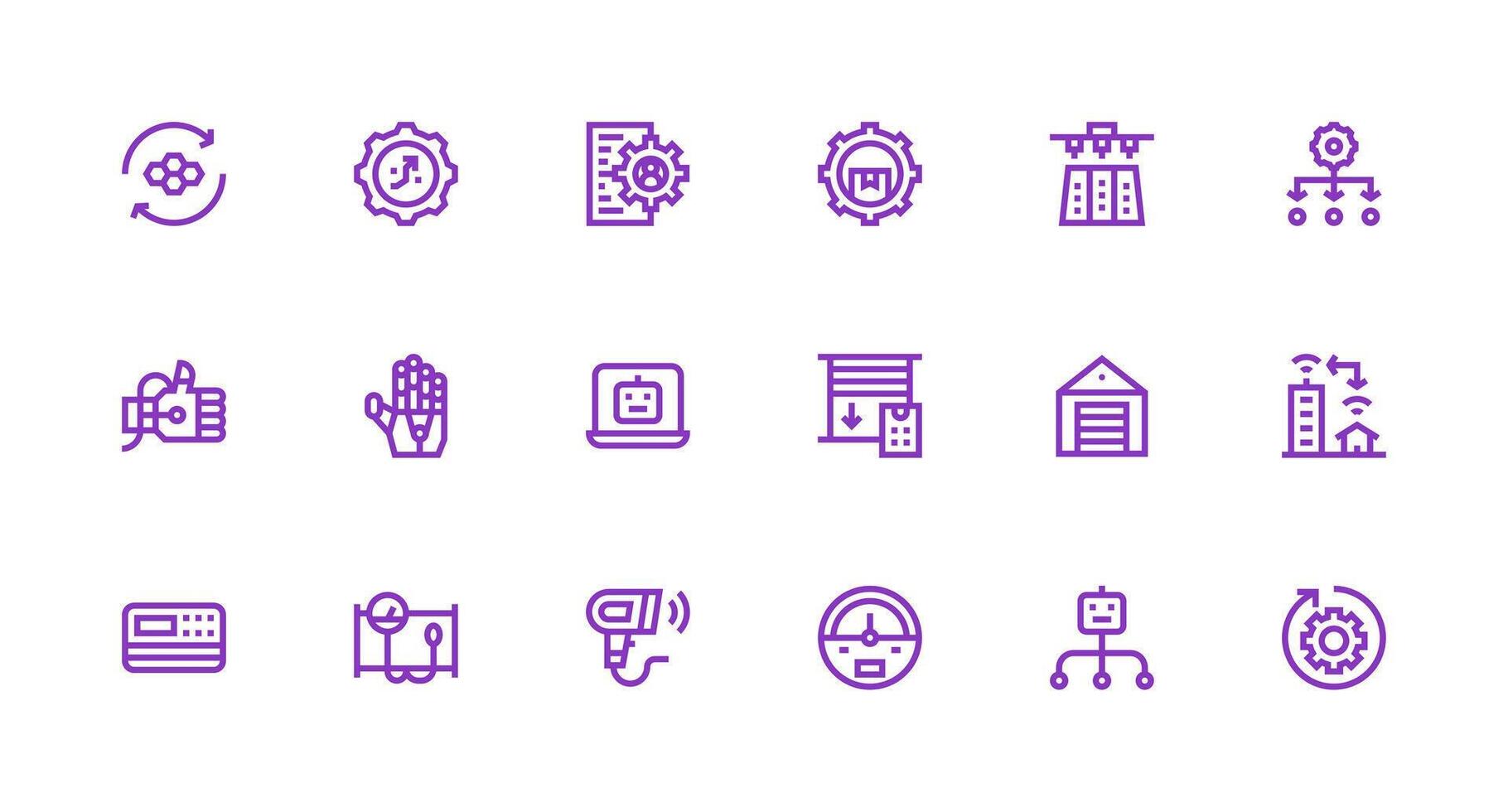 18 Strong Stroke Line Vectors for Automation Theme Neatly Designed Icons for Web Platforms