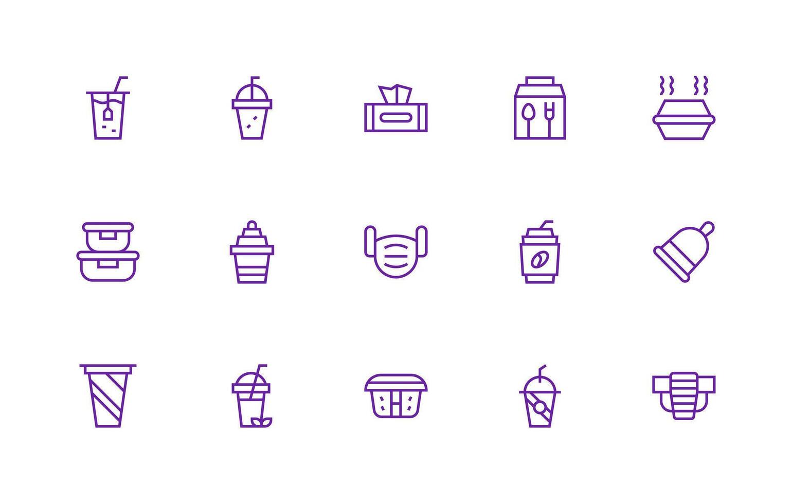 Disposable Set with 15 Regular Line Icons Fully Editable Icon Set for Web vector