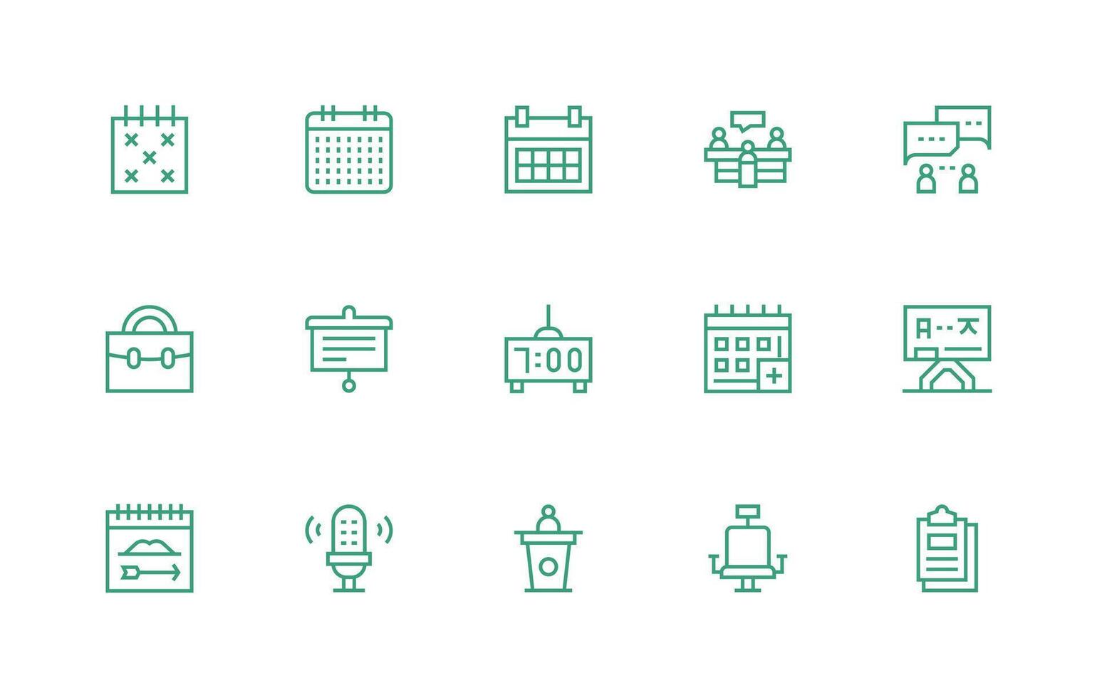 Meeting Set with 15 Regular Line Icons Versatile Icon Collection for Designers vector