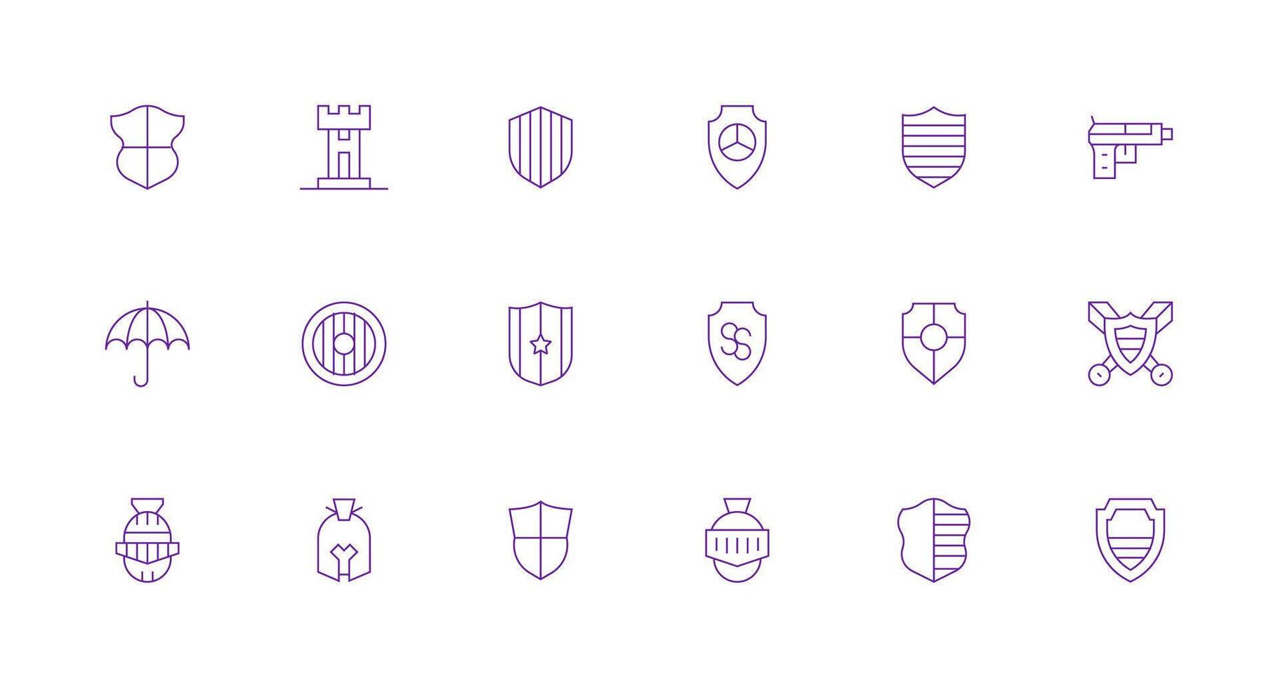18 Minimal Line Designs for Defense Mechanism Icons Well-Structured Icons for Creative Use vector