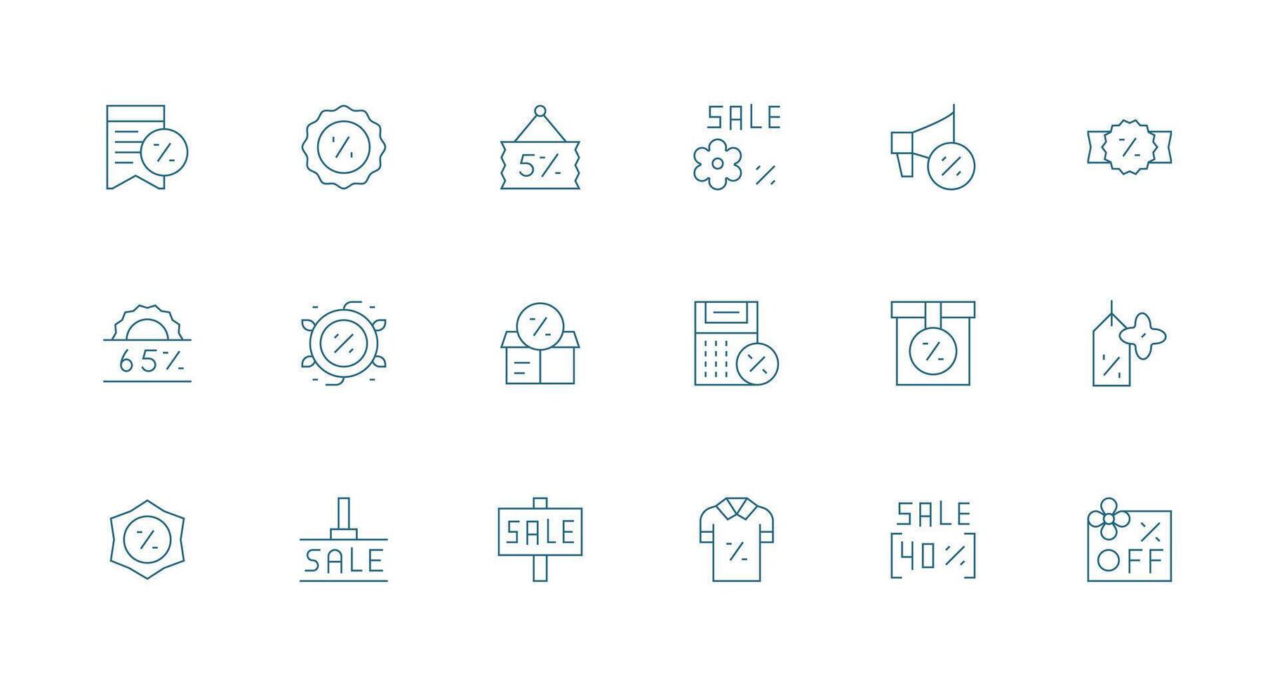 18 Minimal Line Icons for Price Reduction Graphics Balanced Icon Set for Functional Design vector