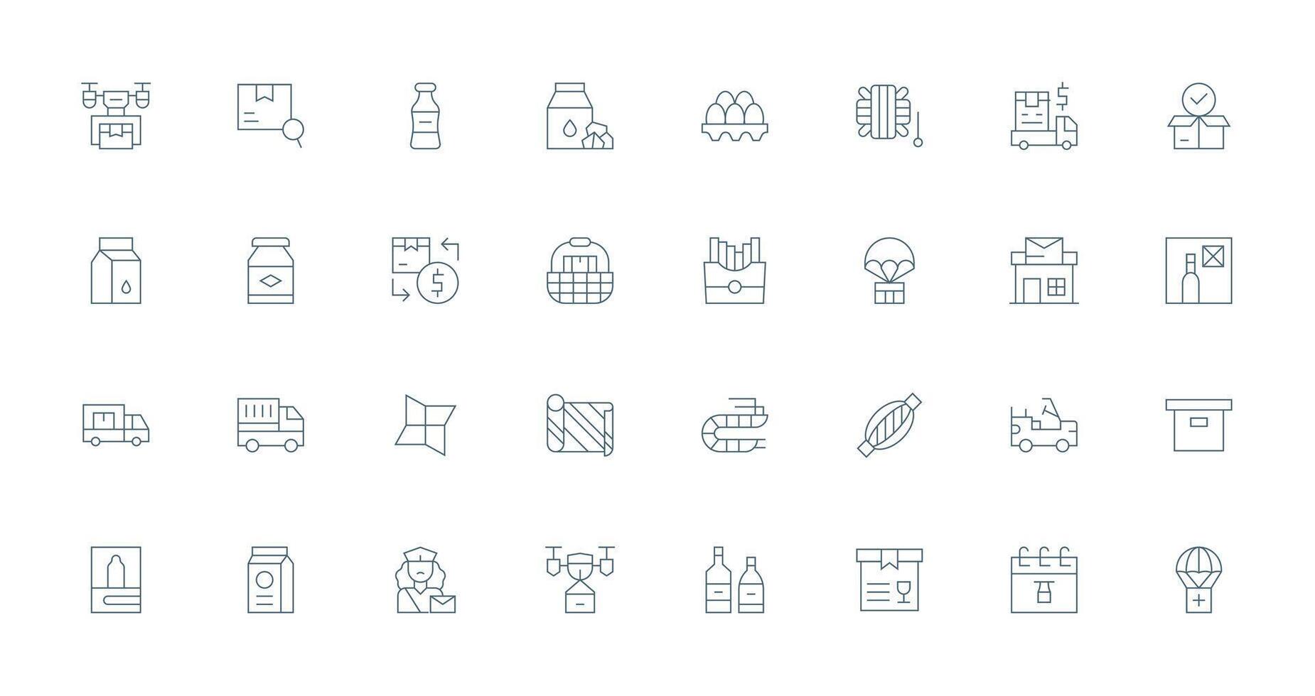32 Thin Line Style Icons from Package Collection Well-Structured Icons for Creative Use vector