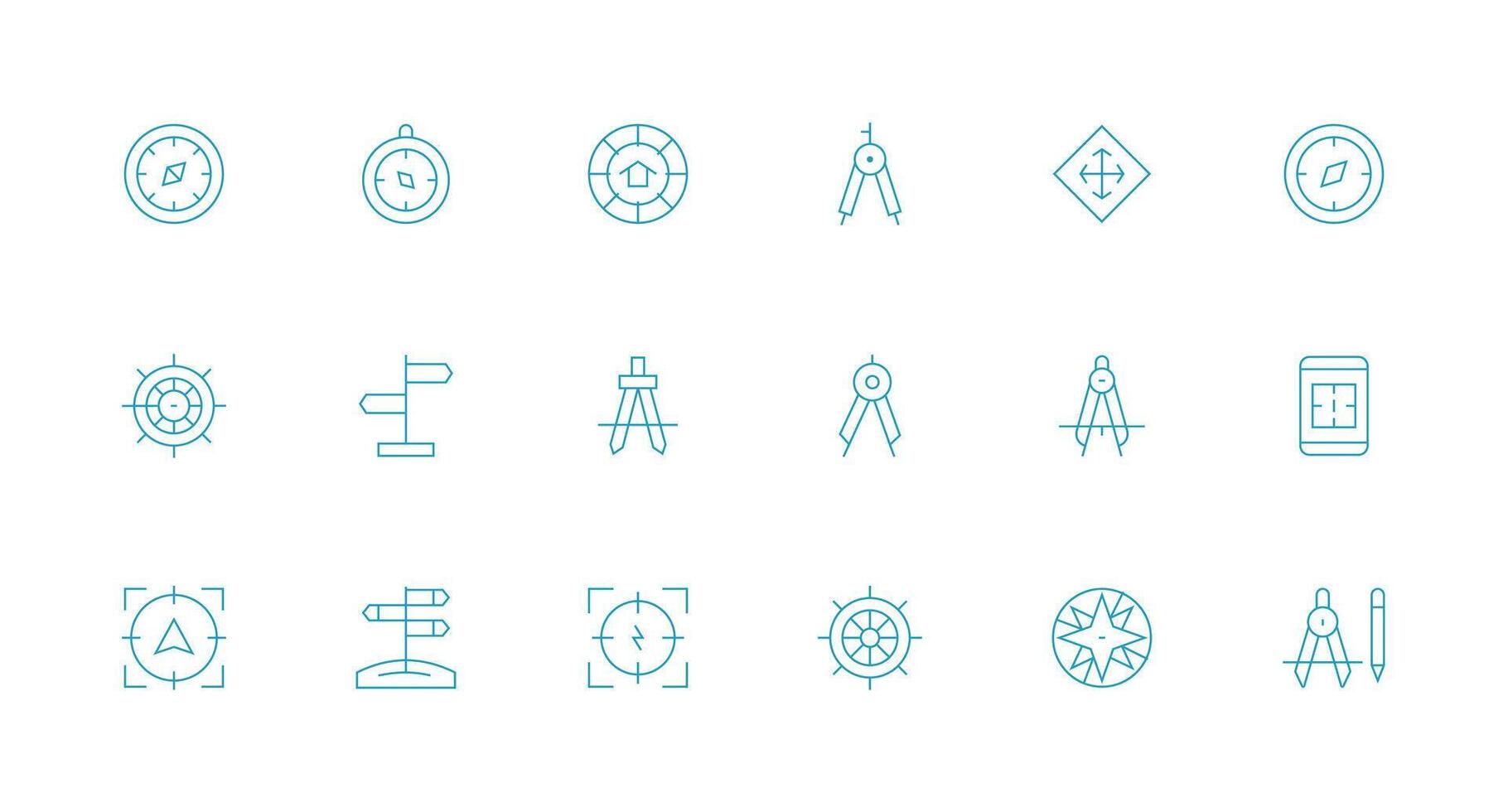18 Minimal Line Icons for Compass Graphics Web and App Icon Pack Collection vector