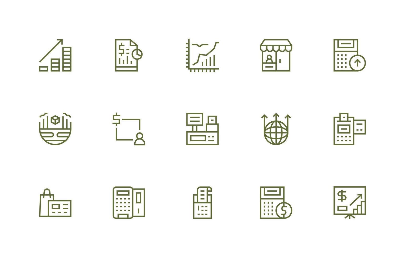 Sales Visual Pack containing 15 Regular Line Icons Dashboard Icon Series vector