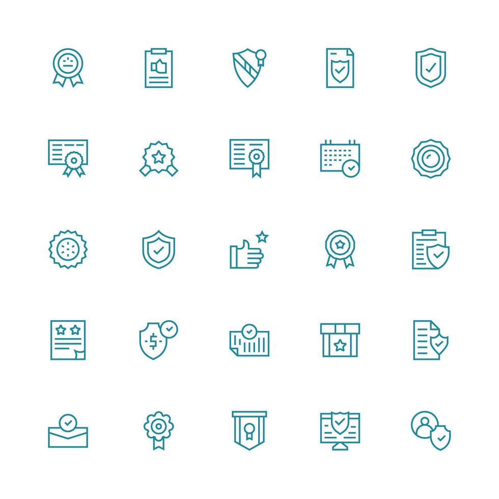Verified Icon Collection with 25 Medium Stroke Outline Designs Simple Icons for Interface and Wireframes vector