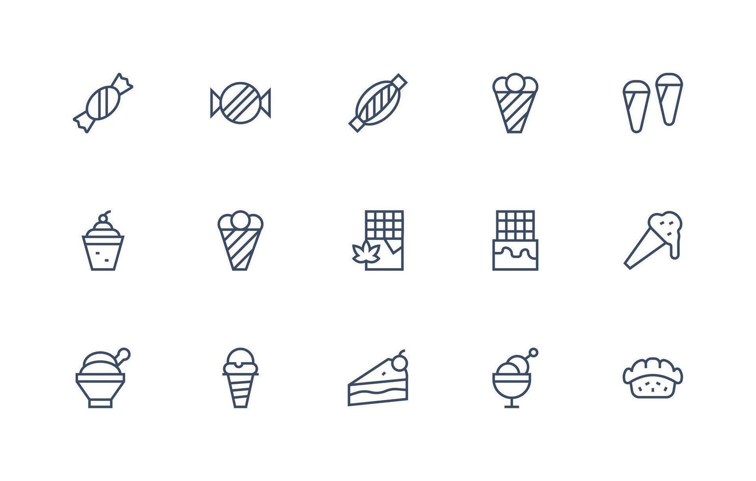 15 Chocolate Icons in Regular Line Aesthetic Web and App Icon Pack Collection vector