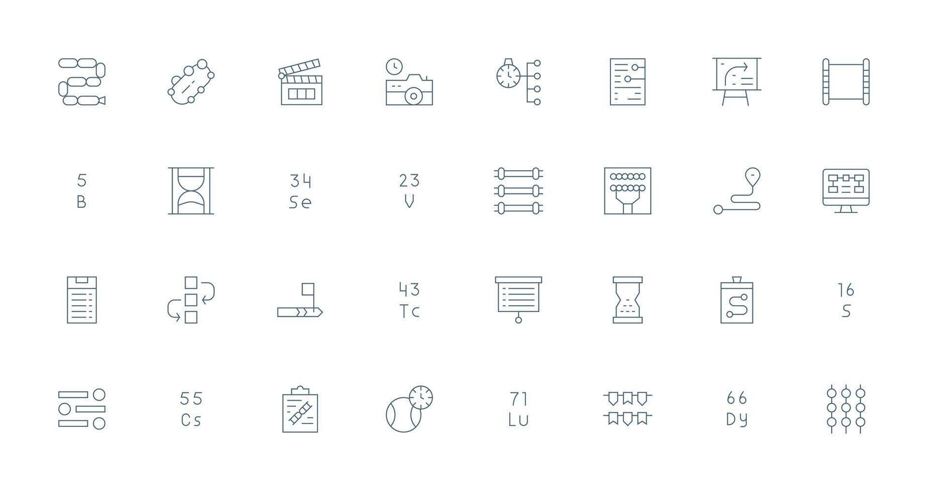 32 Thin Line Icons for Sequence Graphics Glyph Icon Series vector
