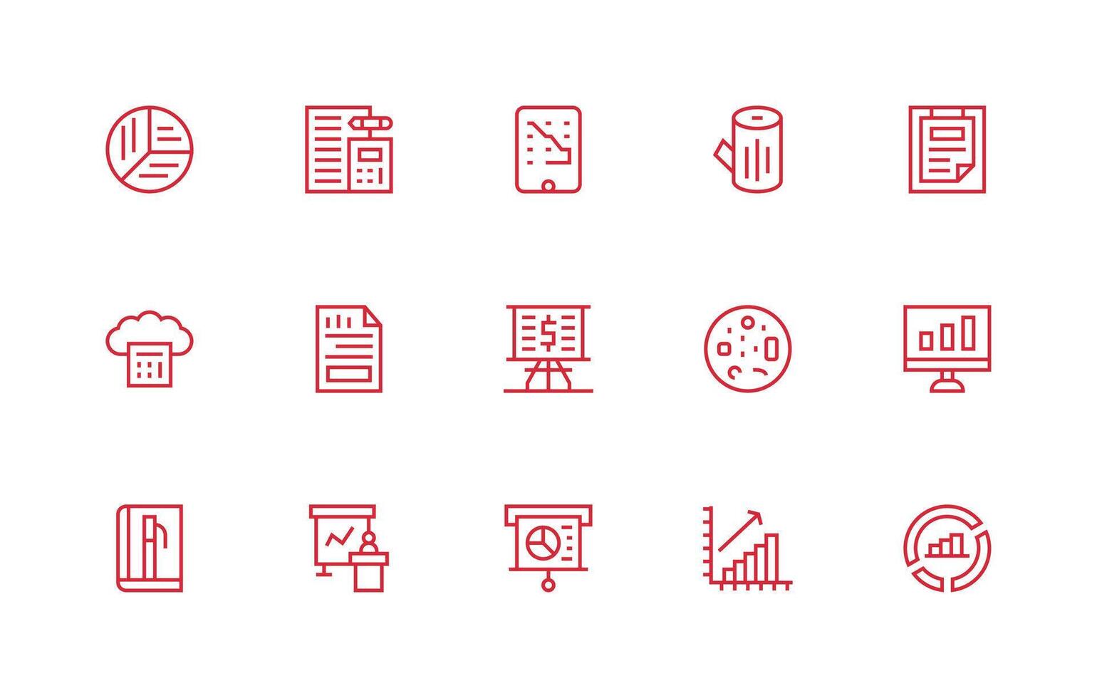 Regular Line Icons from Statistics Set with 15 Vectors Essential Icon Set for Teams