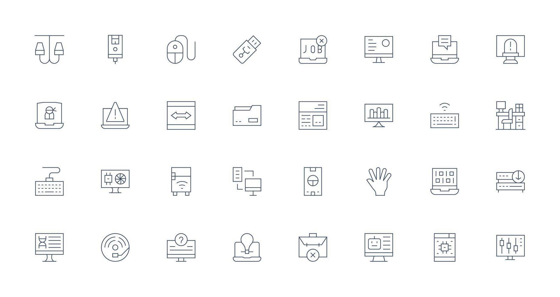 32 Thin Line Icons for Computer Graphics Basic Icon Series vector