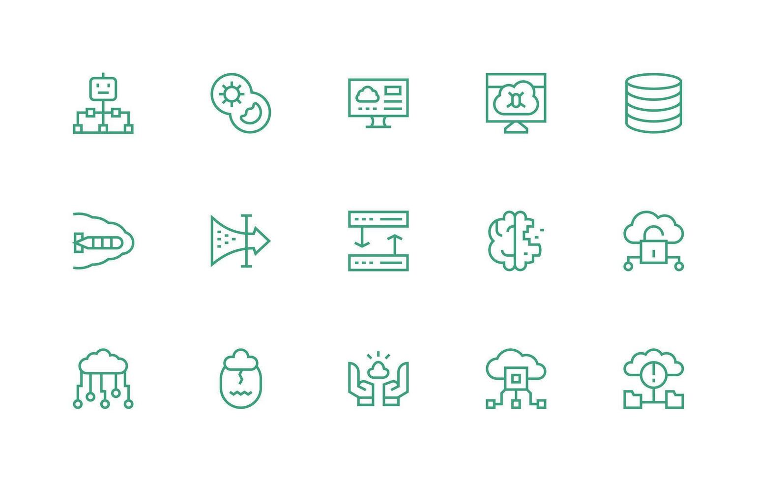 Cloud Computing Visual Pack containing 15 Regular Line Icons Printable Icon Collection vector