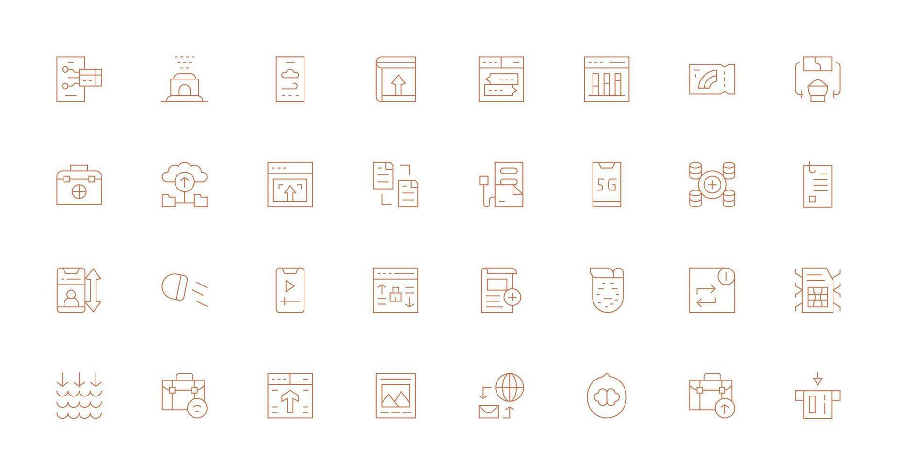 Upload featuring 32 Icons in Thin Line Design Detailed Icon Collection for Design Systems vector