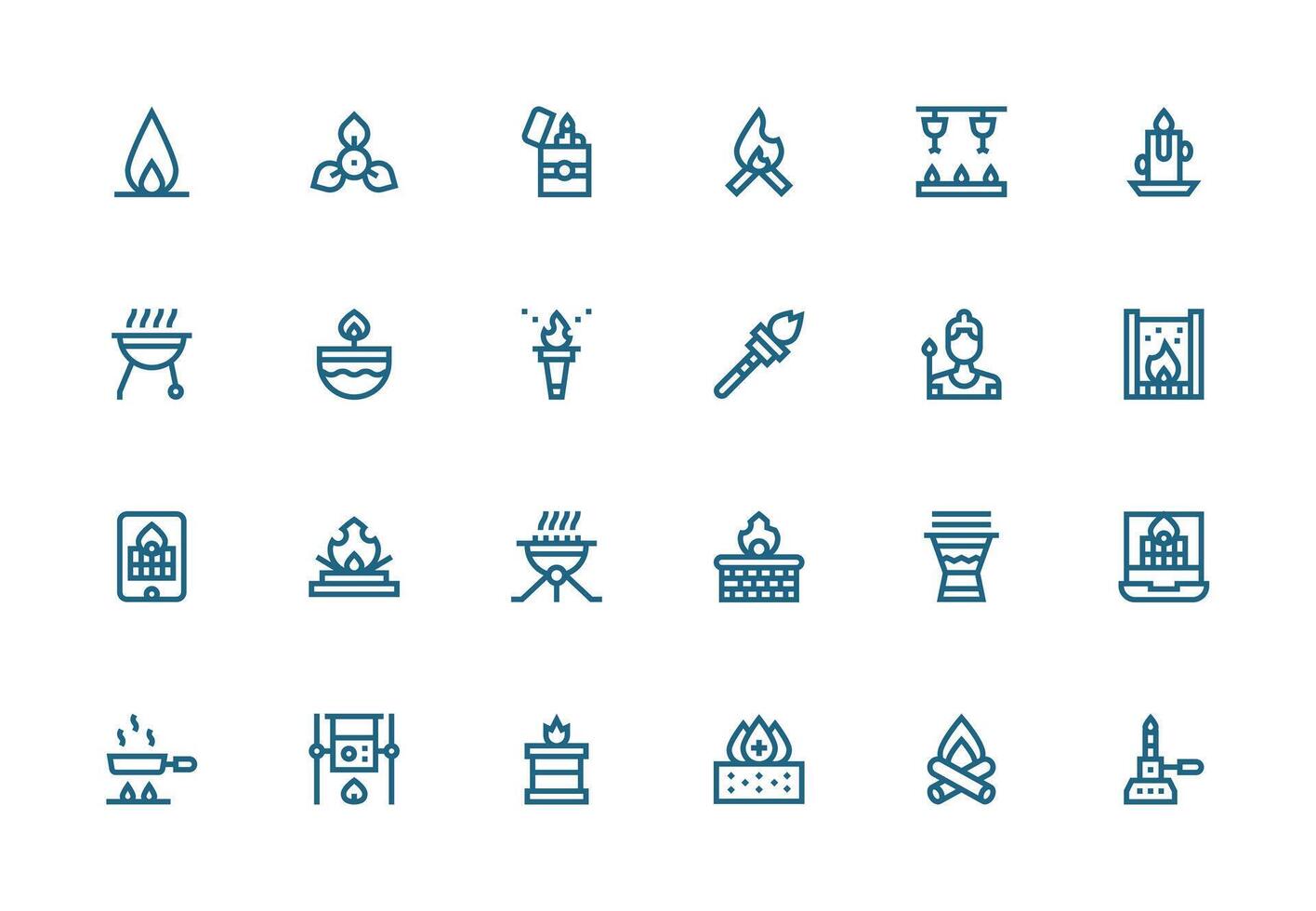 Thick Line Line Icons from Flame Set with 24 Vectors Clean Set for Layout Prototypes