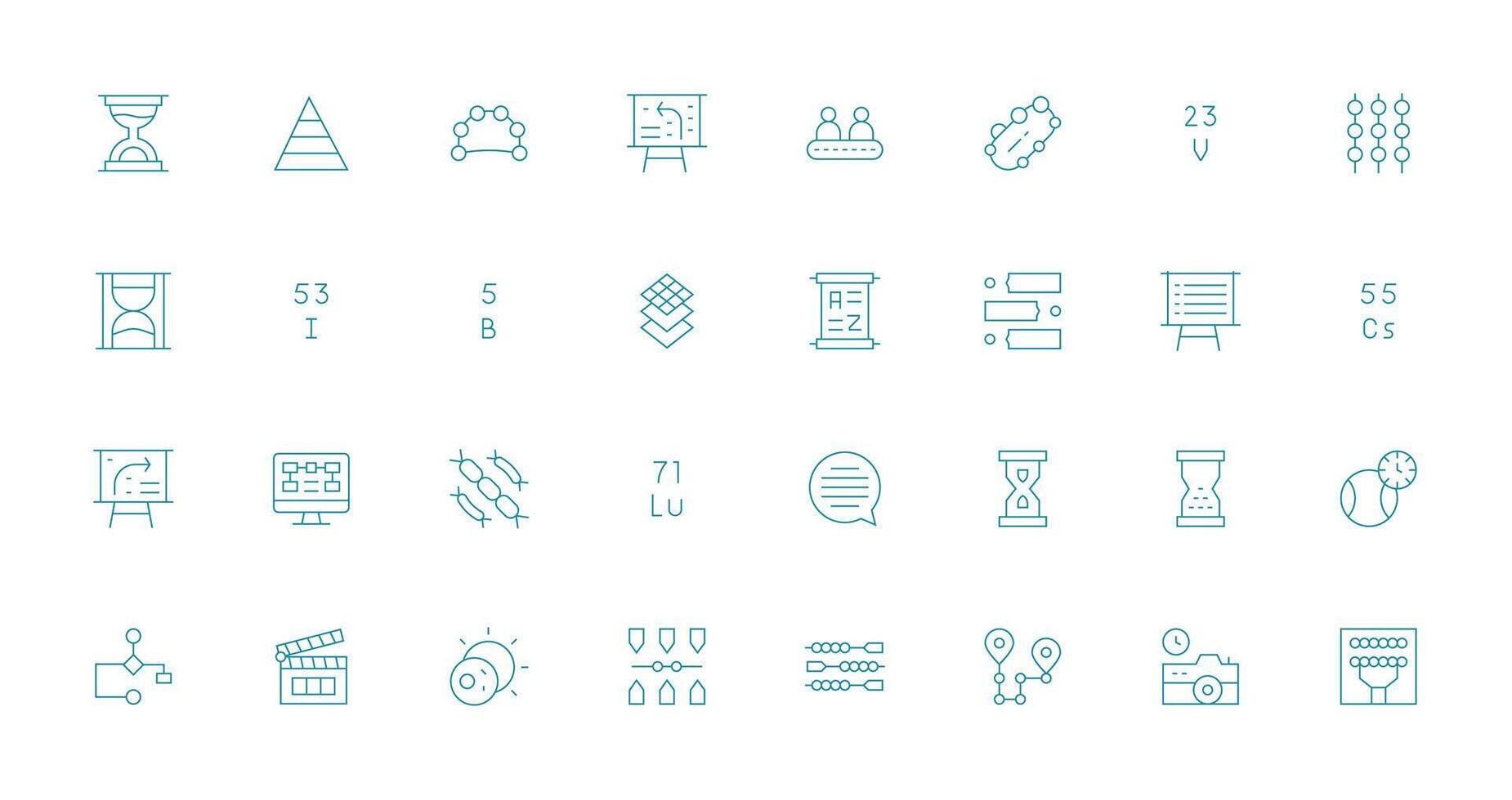 Sequence Set with 32 Thin Line Icons Interface Icons for Daily Use vector