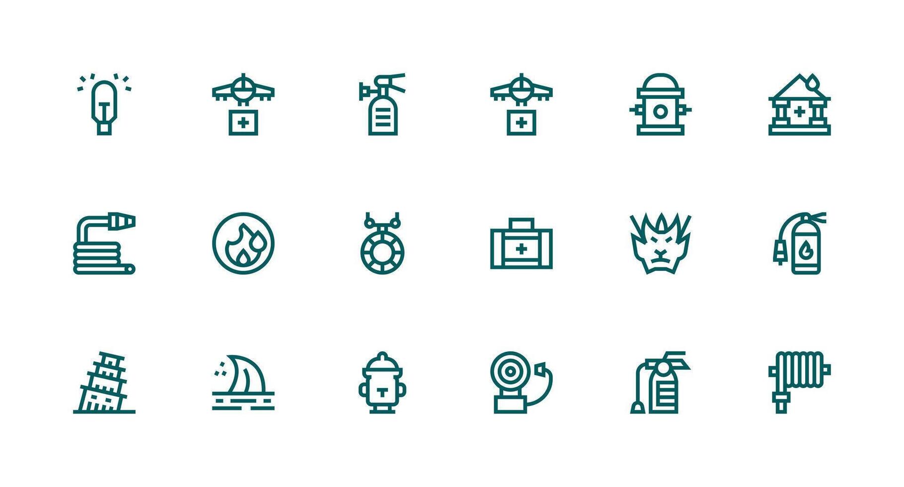 Strong Stroke Line Icons from Emergency Response Set with 18 Vectors All-Purpose Icon Design Pack