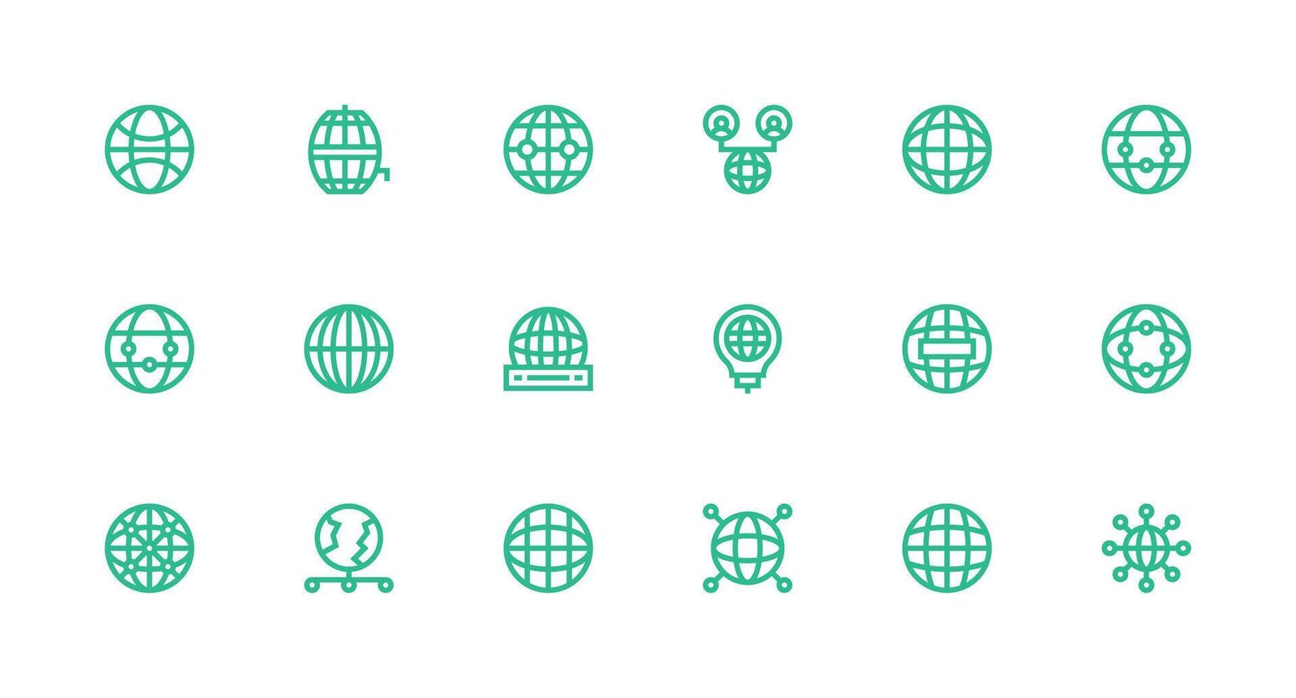 Worldwide Network Icon Collection with 18 Strong Stroke Line Designs Icons Built for Visual Consistency Pack vector