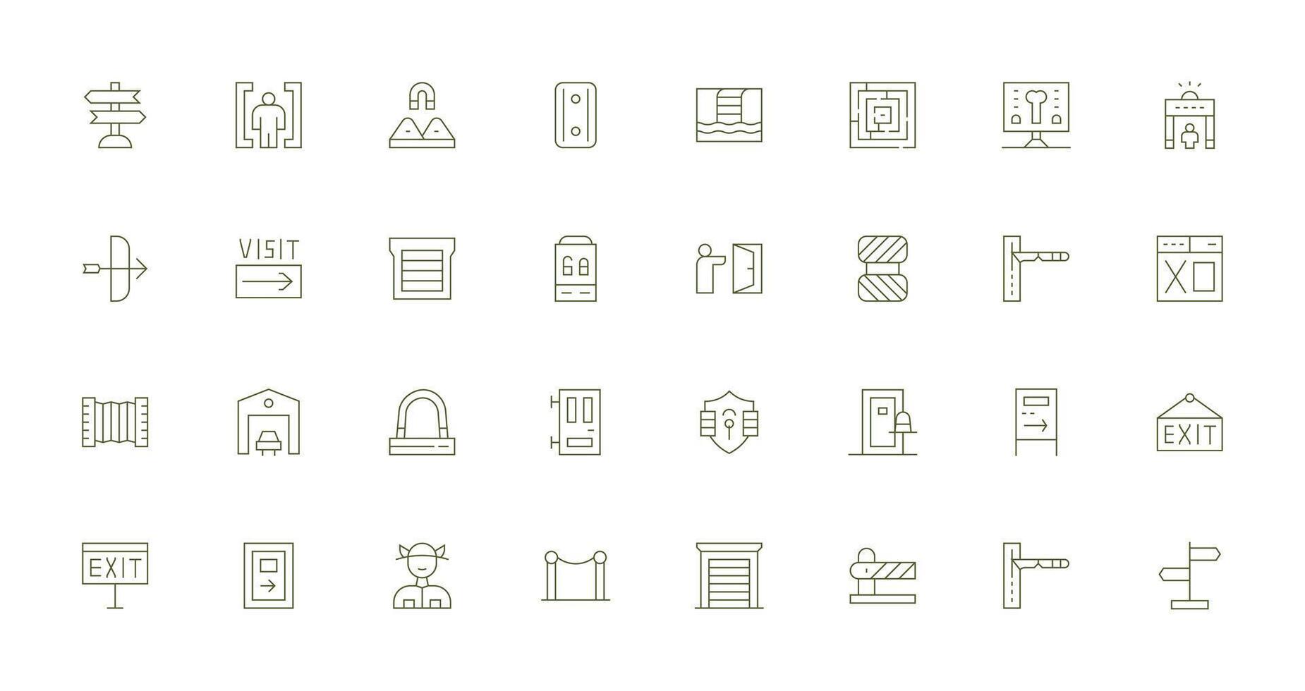 32 Icons for Exit in Thin Line Format Smart Icon Collection vector