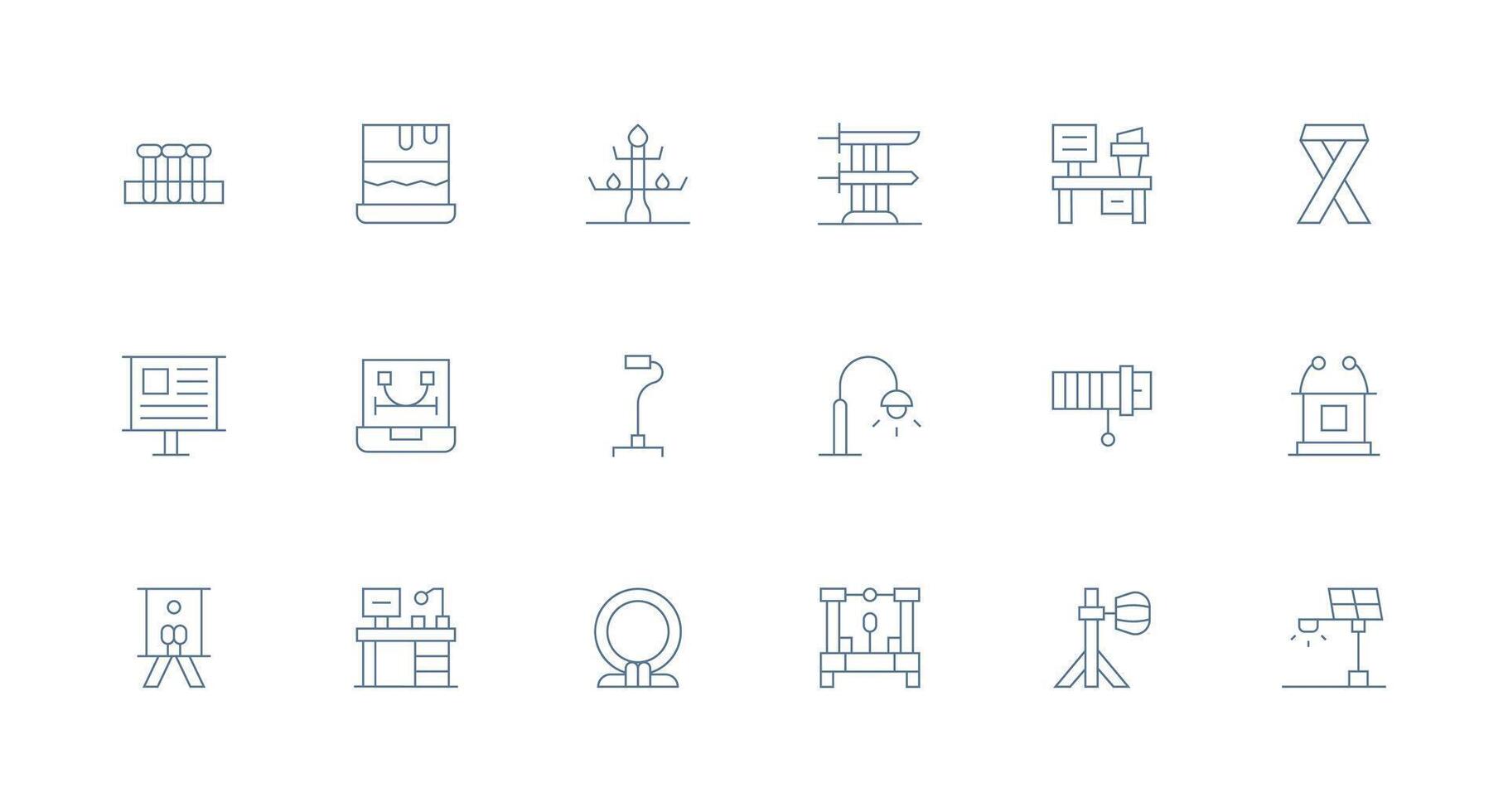 18 Icons for Stand in Minimal Line Format Simple Icons for Interface and Wireframes vector