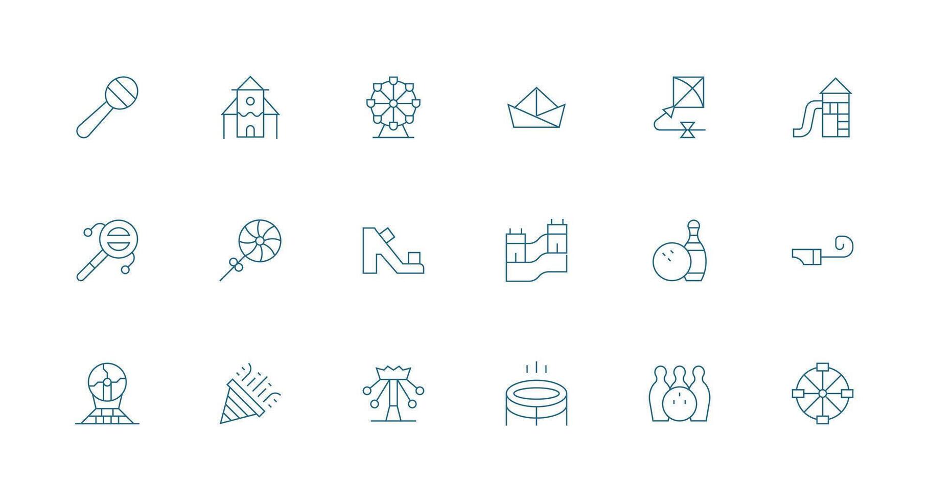 Minimal Line Icons from Fun Set with 18 Vectors Organized Glyph Icons for Fast Design