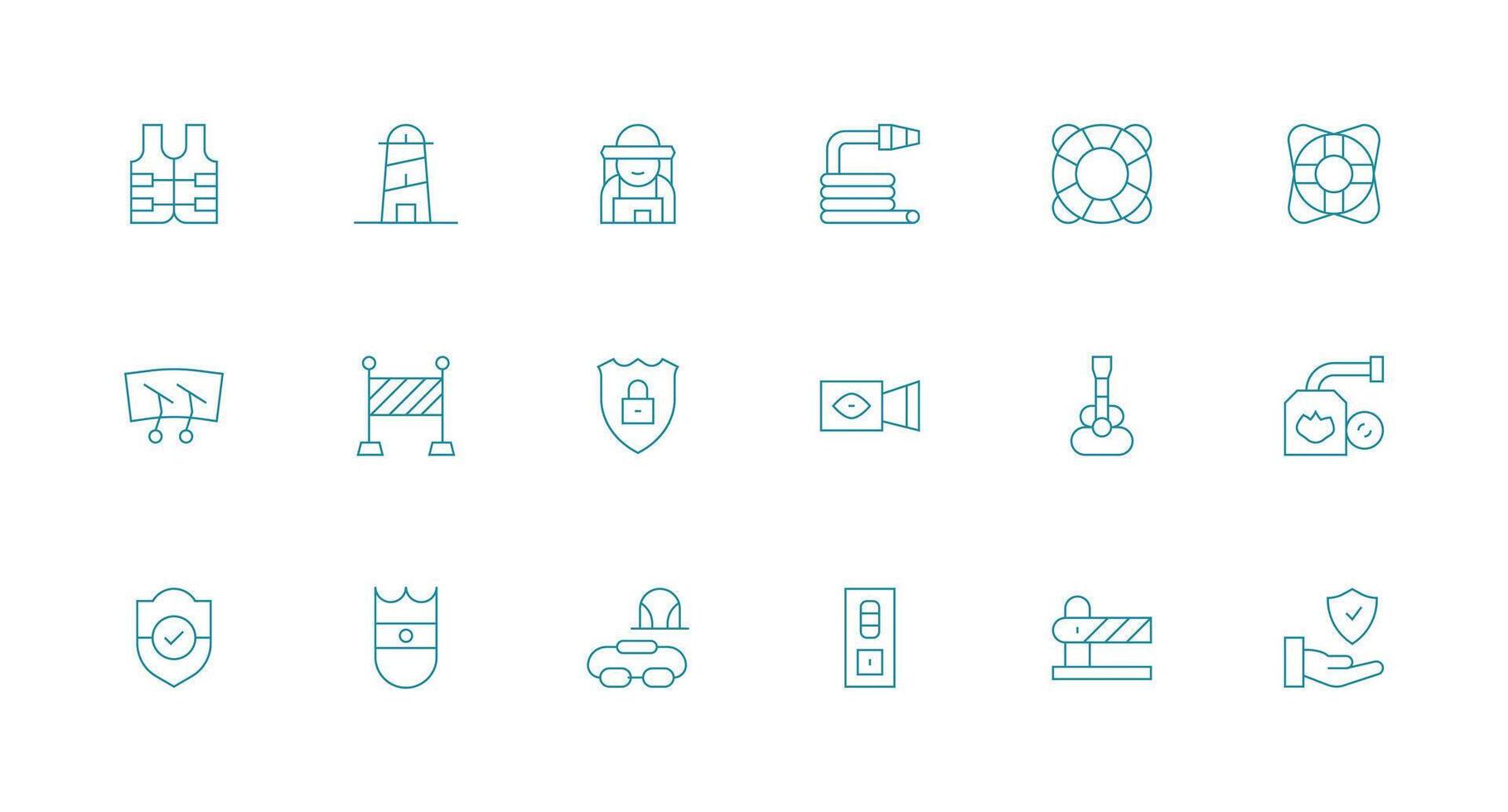 18 Icons for Safety in Minimal Line Format Reusable Icon Set vector