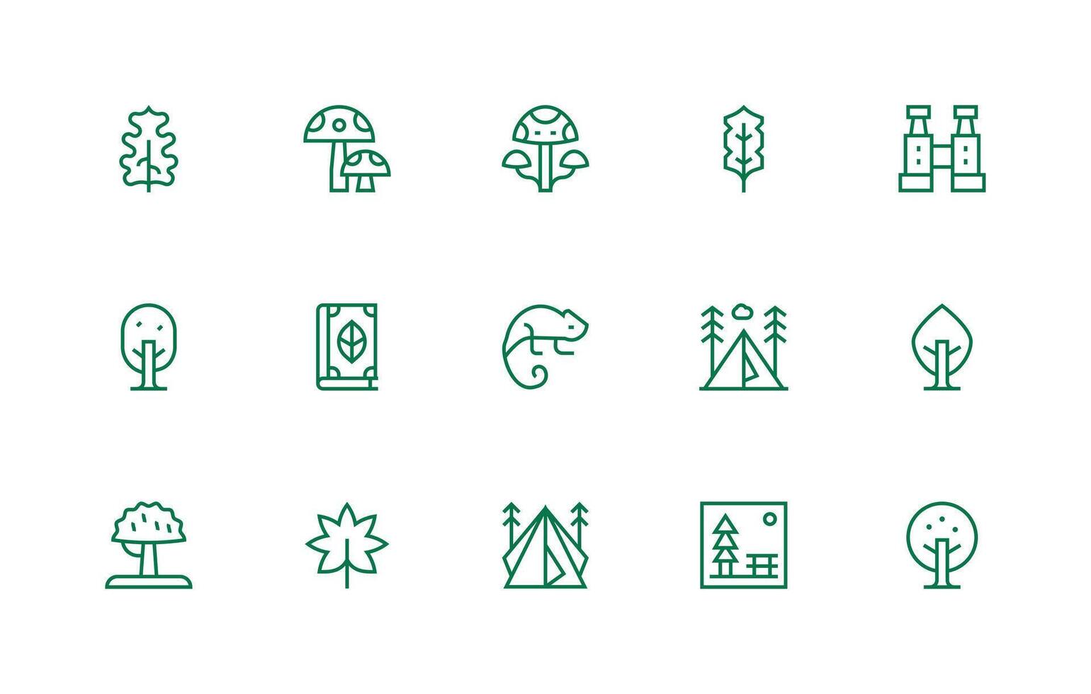 15 Regular Line Icons for Forest Graphics UI and UX Focused Icon Collection vector